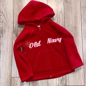 Old Navy baby red zip up hoodie sweater size 4T